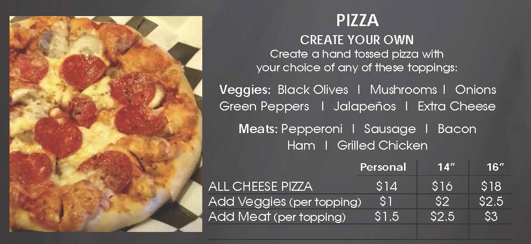 Pizza Menu at Lottie's Cafe, Collinsville's Hidden Gem